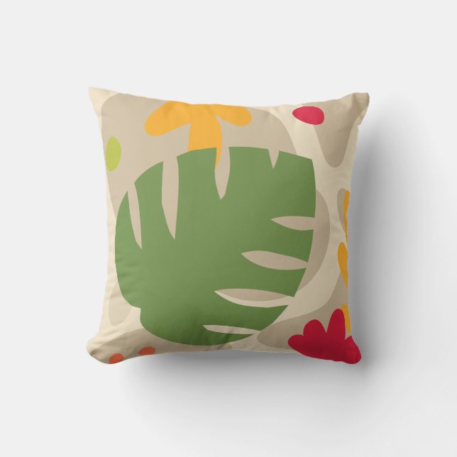 Mod Monstera Abstrakt Löv hawaiian Tropical - Warm Kudde (Framsida)
