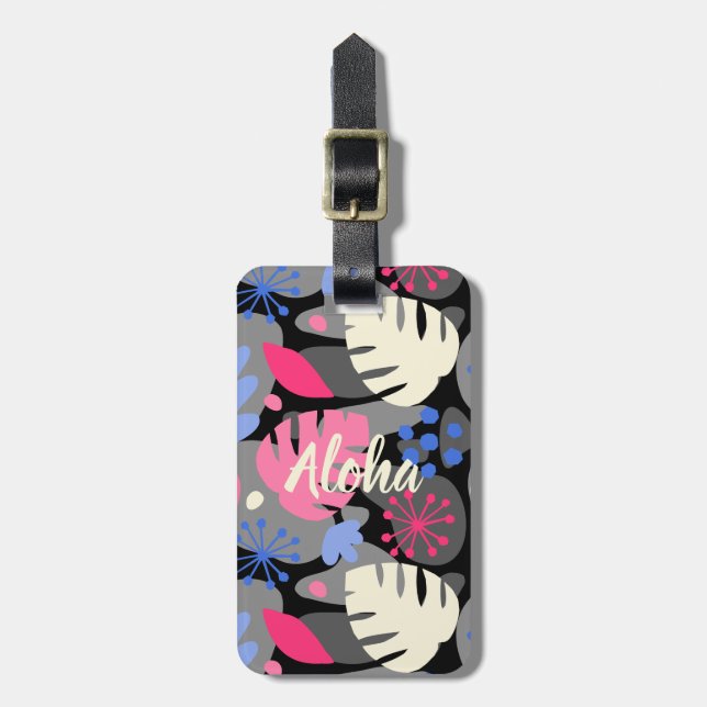 Mod Monstera Löv Abstrakt Hawaiian Tropical - Gråt Bagagebricka (Vertikal Framsida)