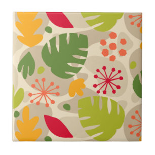 Mod Monstera Löv Abstrakt Hawaiian Tropical - War Kakelplatta