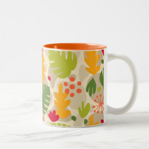 Mod Monstera Löv Abstrakt Hawaiian Tropical - Warm Två-Tonad Mugg