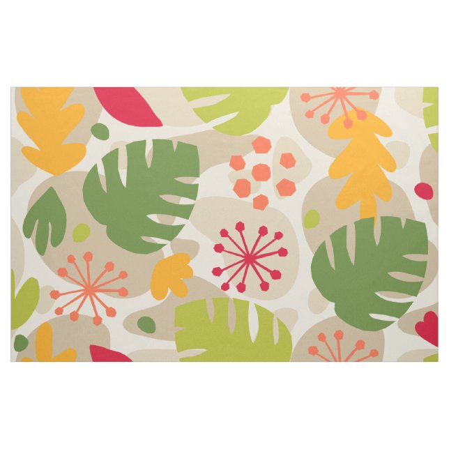 Mod Monstera Löv Abstrakt Hawaiian Tropical - Warm Tyg (Fat Quarter)