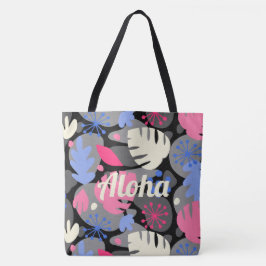 Mod Monstera Löv Hawaiian Tropical Grått Beach Bag Tygkasse