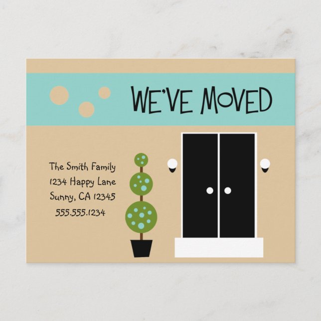 Mod  - Nyligen Flyttad Annonsering Meddelande Vykort (Framsida)