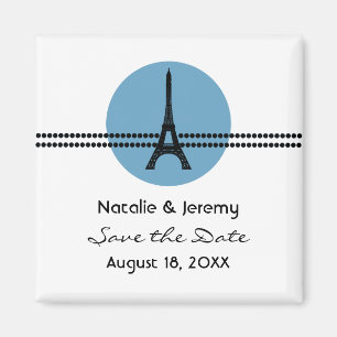 Mod Parisian Dots Spara datum magneter, Blue Magnet