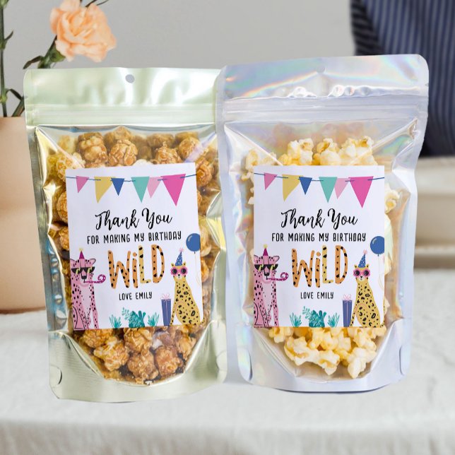 Mod Party Animals Barn Födelsedagsfest Livsmedelse Vinflaska Etikett (Skapare uppladdad)