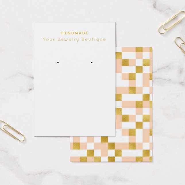 Mod Peach Guld Checkerboard - Visning Cards Visitkort (Kontor)
