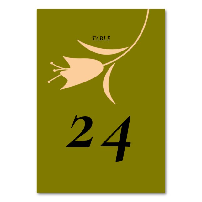 MOD PEACH & OLIVE TULIP BRÖLLOP BORDSNUMMER (Framsidan)