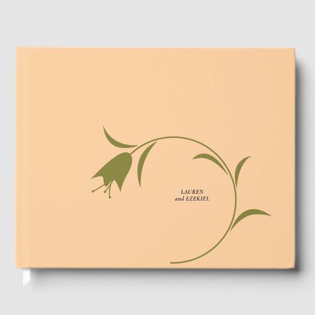 MOD PEACH & OLIVE TULIP BRÖLLOP GÄSTBÖCKER (Framsida)