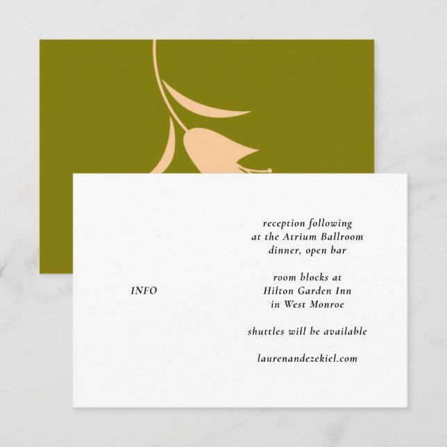 MOD PEACH & OLIVE TULIP BRÖLLOP TILLÄGGSKORT (Fram/baksida)