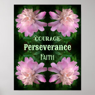 Mod Peony Blomma Konst Inspirerande Ord Poster