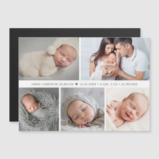 Mod Pojke Heart Photo Collage Birth-status (Fram/baksida)