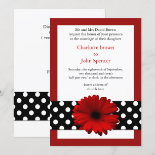 mod polka dots red gerbera daisy inbjudningar