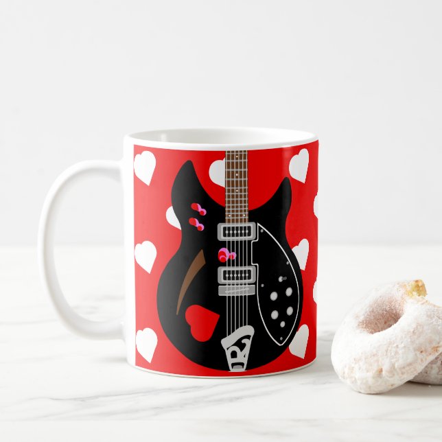 Mod Pop Art Kärlek hjärta Guitar Kaffemugg (Med munk)