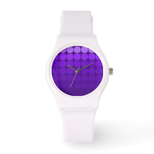 Mod Pop Dots Lilac till Lila Circles White Watch Armbandsur (Framsida)
