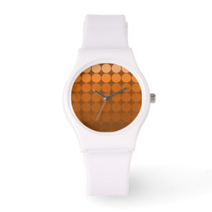 Mod Pop Dots Orange, Mocha, Cinnamon Brown Circles Armbandsur