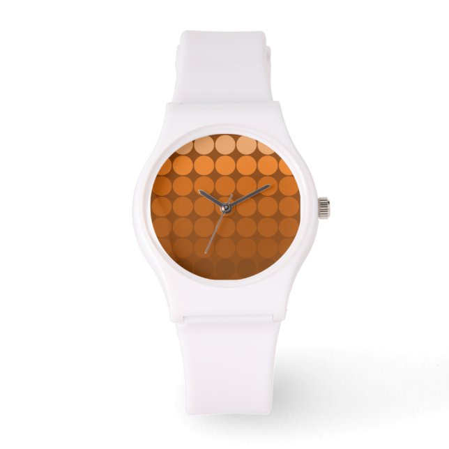 Mod Pop Dots Orange, Mocha, Cinnamon Brown Circles Armbandsur (Framsida)