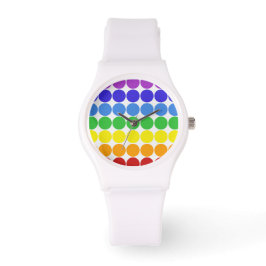 Mod Pop Dots rainbow färg White Sport Watch Armbandsur