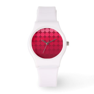 Mod Pop Dots Rosa till Red Circles White Watch Armbandsur