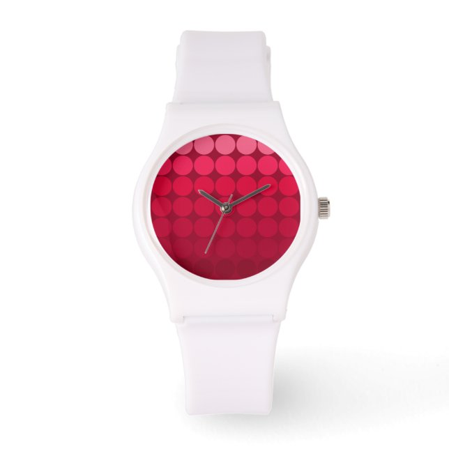 Mod Pop Dots Rosa till Red Circles White Watch Armbandsur (Framsida)