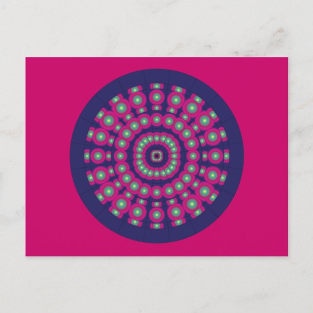 Mod Psychedelic Spheres Dartboard Vykort (Framsida)