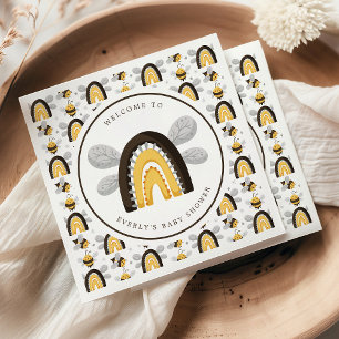 Mod regnbåge humla bin baby shower pappersservett