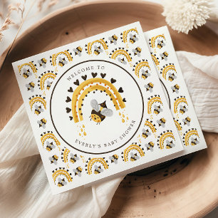 Mod Regnbåge Humla Honey Bee Baby Shower Pappersservett