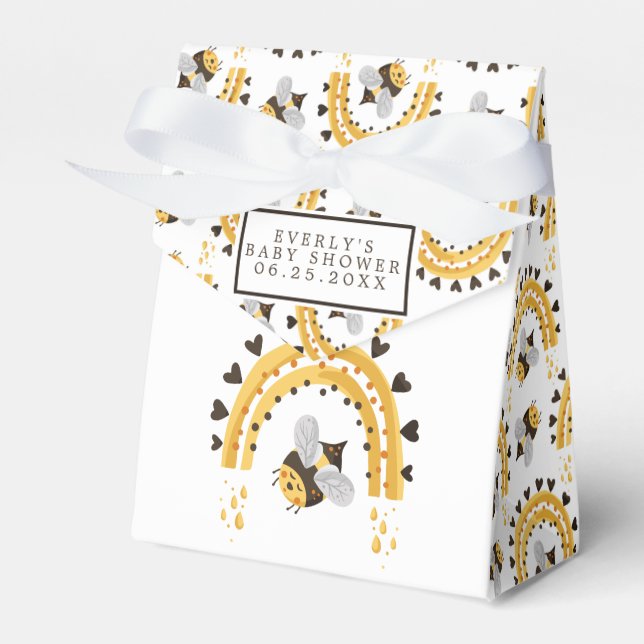 Mod regnbåge humla honungsbin baby shower presentaskar (Framsidan Sidan)