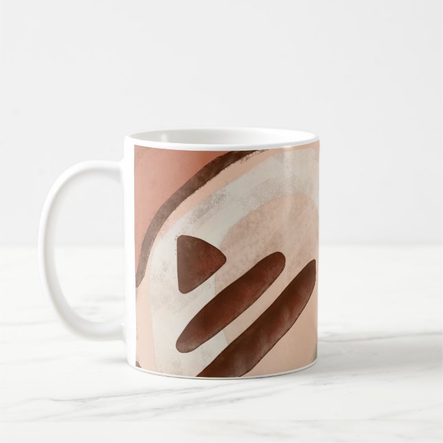 Mod Retro Abstrakt Rusty Earthy Mid Centers Modern Kaffemugg (Vänster)
