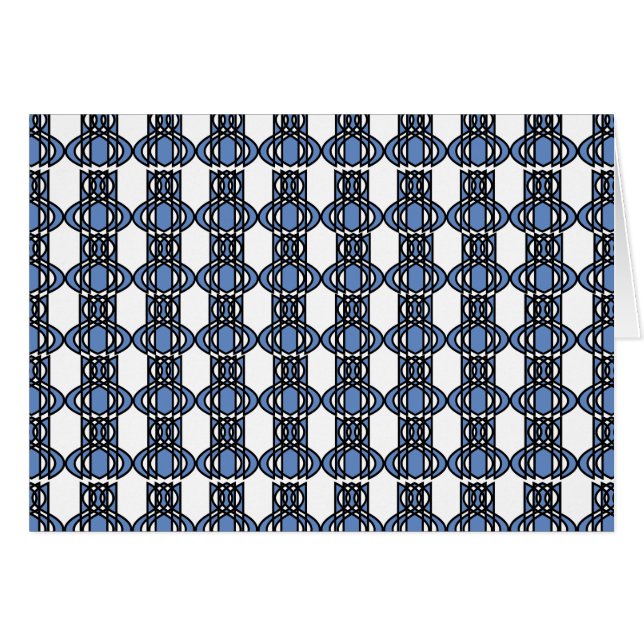 Mod Retro Blue Abstrakt Scarab Mönster Hälsningskort (Framsidan Horizontal)