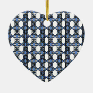 Mod Retro Blue Abstrakt Scarab Mönster Julgransprydnad Keramik