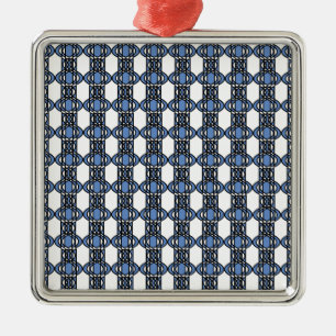 Mod Retro Blue Abstrakt Scarab Mönster Julgransprydnad Metall