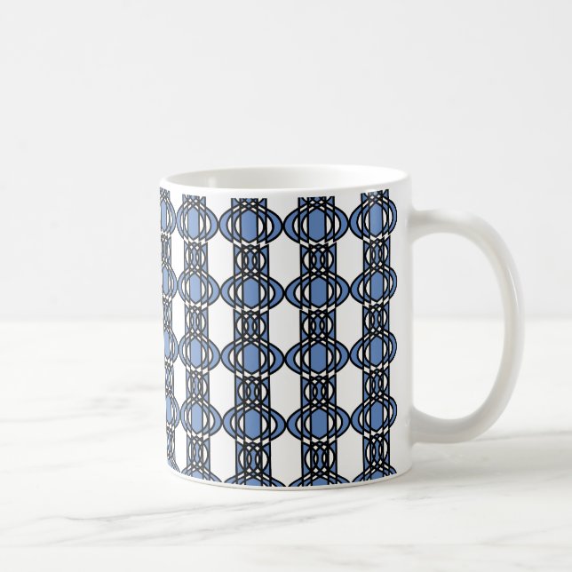 Mod Retro Blue Abstrakt Scarab Mönster Kaffemugg (Höger)