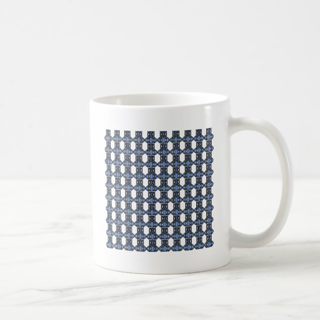 Mod Retro Blue Abstrakt Scarab Mönster Kaffemugg (Höger)