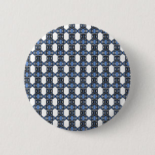 Mod Retro Blue Abstrakt Scarab Mönster Knapp