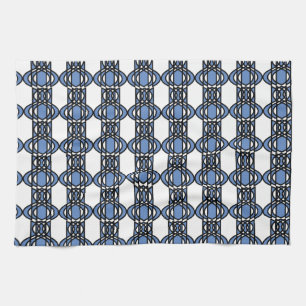 Mod Retro Blue Abstrakt Scarab Mönster Kökshandduk