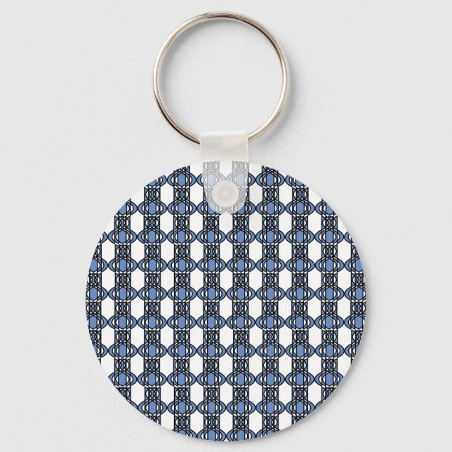 Mod Retro Blue Abstrakt Scarab Mönster Nyckelring (Framsida)