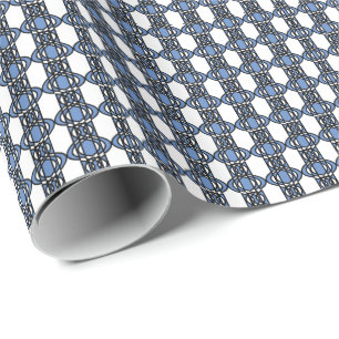 Mod Retro Blue Abstrakt Scarab Mönster Presentpapper