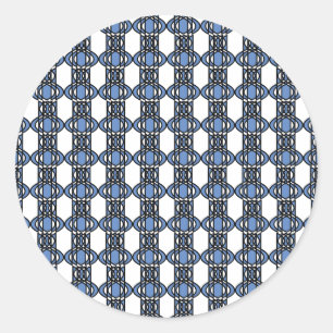 Mod Retro Blue Abstrakt Scarab Mönster Runt Klistermärke