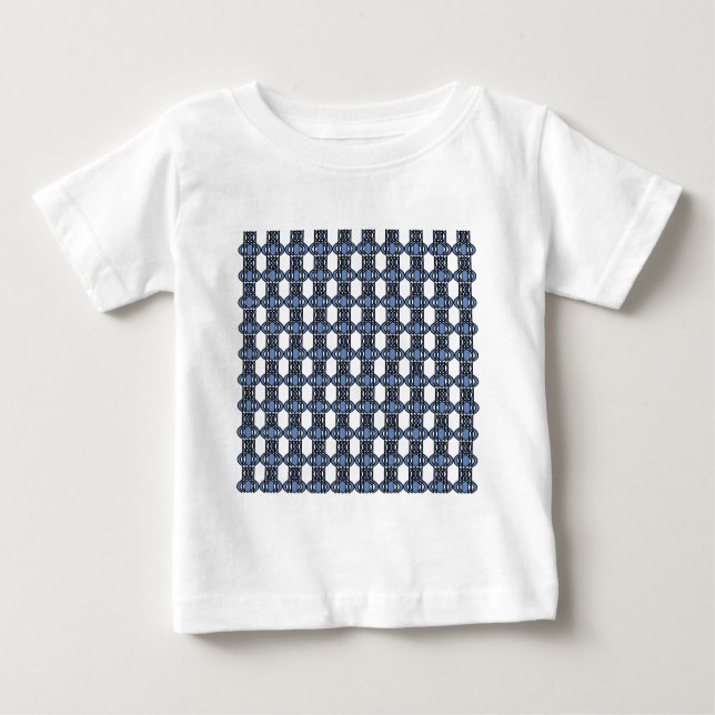 Mod Retro Blue Abstrakt Scarab Mönster T Shirt (Framsida)