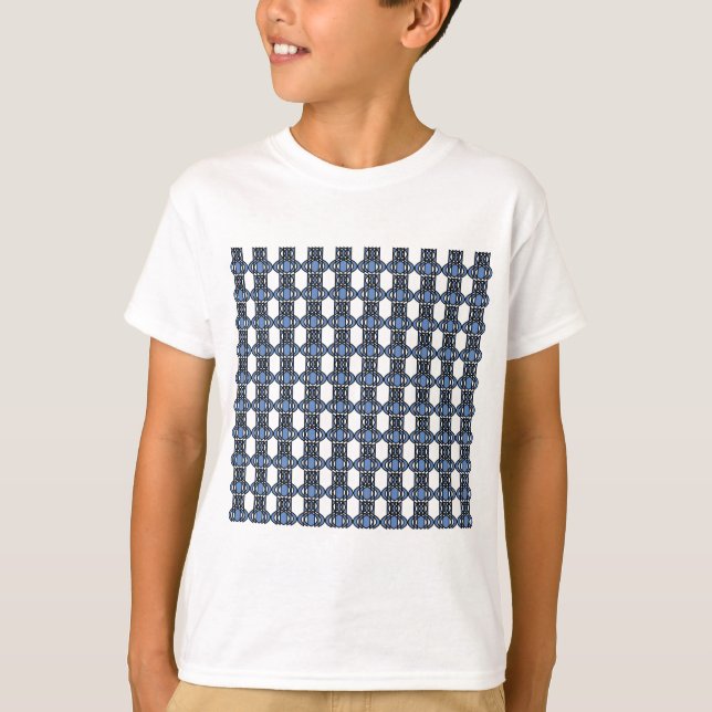 Mod Retro Blue Abstrakt Scarab Mönster Tee Shirt (Framsida)