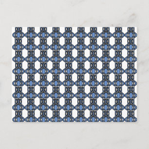 Mod Retro Blue Abstrakt Scarab Mönster Vykort
