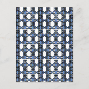 Mod Retro Blue Abstrakt Scarab Mönster Vykort