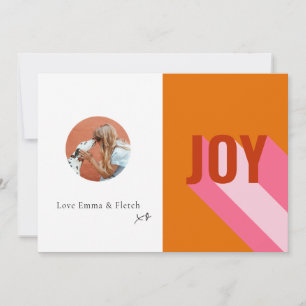 Mod Retro Ljus Färgrik Rosa Orange Glädje Foto Julkort
