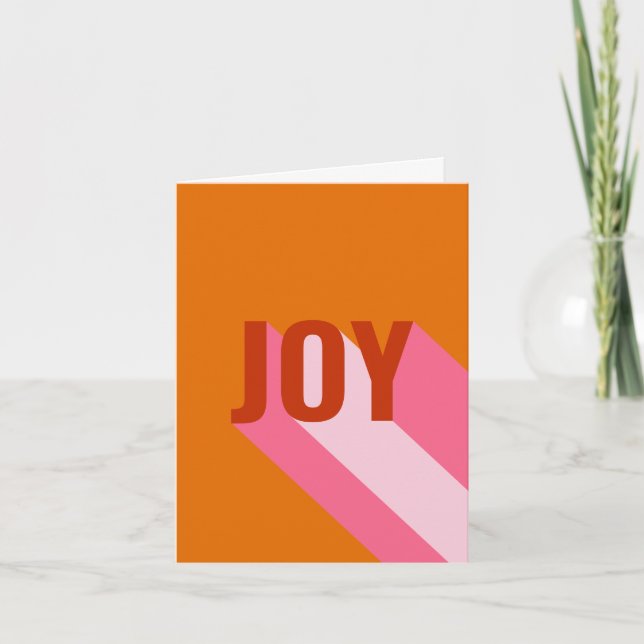 Mod Retro Ljus Rosa Orange Glädje Foto Helgkort (Framsida)