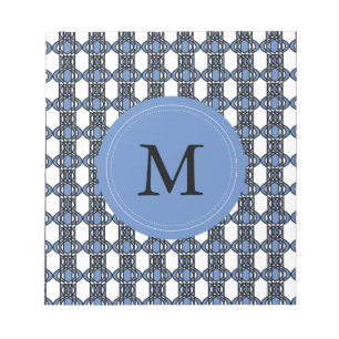 Mod Retro Monogram Blue Abstrakt Scarab Mönster Anteckningsblock