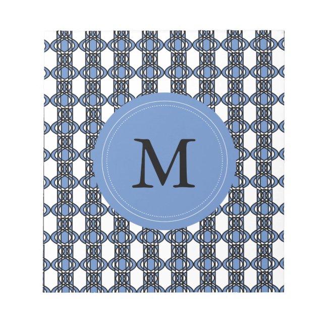 Mod Retro Monogram Blue Abstrakt Scarab Mönster Anteckningsblock (Framsida)