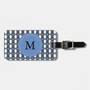 Mod Retro Monogram Blue Abstrakt Scarab Mönster Bagagebricka