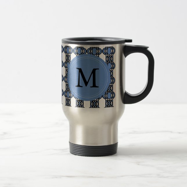 Mod Retro Monogram Blue Abstrakt Scarab Mönster Resemugg (Höger)
