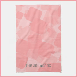 Mod Retro Rosa Squares Mönster Kökshandduk