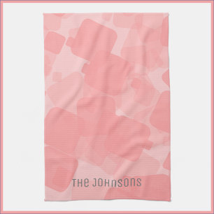 Mod Retro Rosa Squares Mönster Kökshandduk